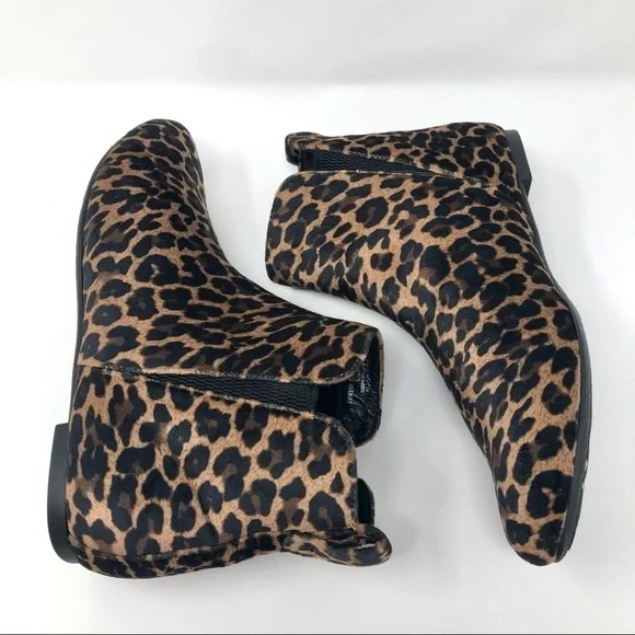 Born Remo Brown and Black Leopard Animal Print Fabric Pixie Booties Size 6 - Picture 1 of 10
